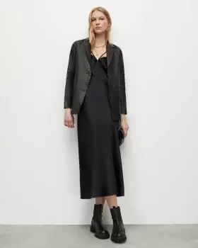 Image of AllSaints Corinna Relaxed Leather Blazer