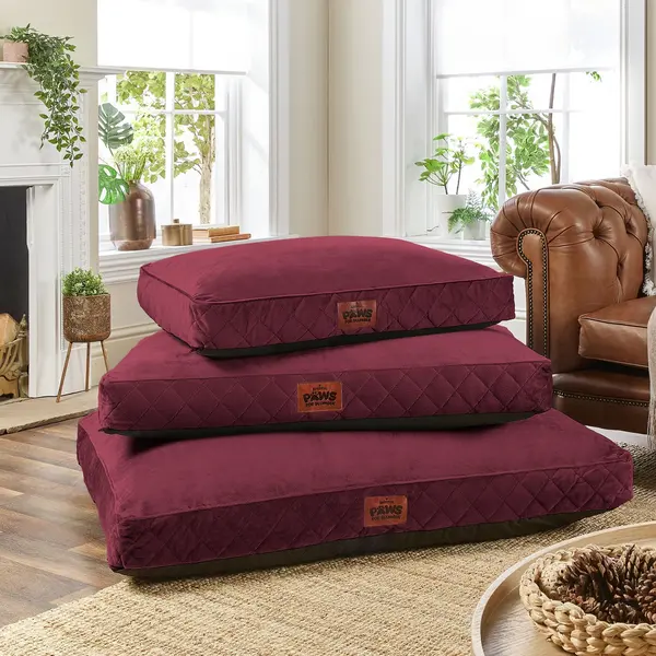 Image of Slumberdown Paws for Slumber Luxury Claret Pet Bed- Medium