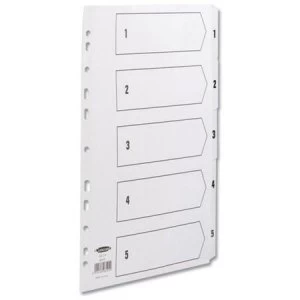 Image of Concord Commercial Index Mylar-reinforced Europunched 1-5 Clear Tabs A4 White Ref 08101