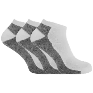 Image of Mens Cotton Rich Sports Trainer Socks With Mesh And Ribbing (Pack Of 3) (UK Shoe 7-11, EUR 41-46) (White/Grey Marl)