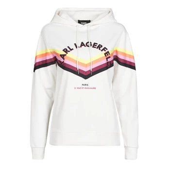 Image of Karl Lagerfeld HOODIE W/ STRIPE TAPE womens Sweatshirt in White - Sizes EU S,EU M,EU L,EU XL,EU XS