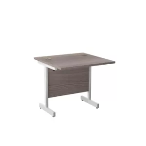 Image of 800 X 600 Single Upright Rectangular Desk Grey Oak-White