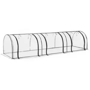 Image of Outsunny PVC Tunnel Greenhouse Plant Grow House Steel Frame for Garden Backyard with Zipper Doors, 350Lx100Wx80H cm, Transparent