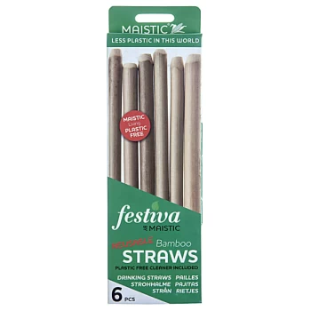 Image of Maistic Natural Drinking Bamboo Straws - 6 pack