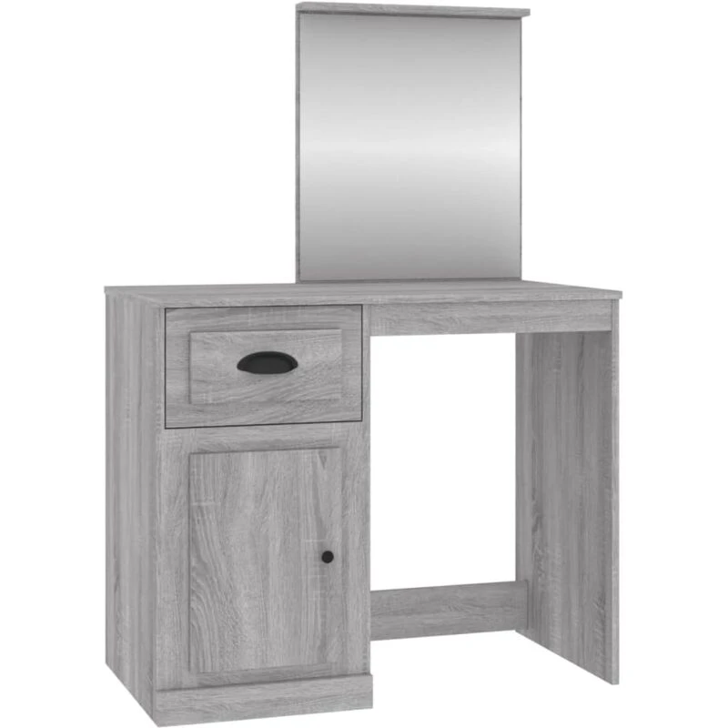 Image of VIDAXL Dressing Table with Mirror Grey Sonona 90x50x132.5cm Engineered Wood vidaXL 8720845794088
