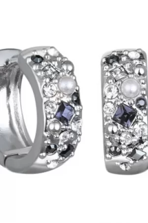 Image of Ladies Karl Lagerfeld Silver Plated Scattered Crystal Small Hoop Earrings 5378331