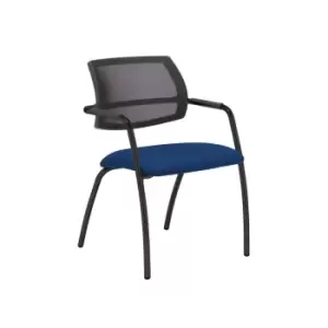 Image of Dams MTO Tuba Black 4 Leg Frame Conference Chair with Half Mesh Back - Ocean Blu