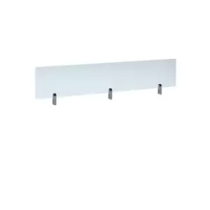 Image of Desktop clear acrylic screen topper with silver brackets 1600mm wide