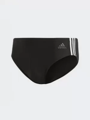 Image of adidas Fitness 3-stripes Swim Trunks, Blue/White, Size 28, Men