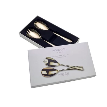 Image of Arthur Price Monsoon 'Champagne Mirage' Stainless steel cutlery Set of Salad Servers for luxury home dining - METALLICS