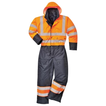 Image of Oxford Weave 300D Class 3 Hi Vis Contrast Overall Orange / Navy M