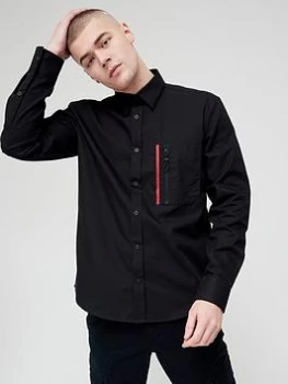 Image of HUGO Egan Overshirt - Black, Size L, Men