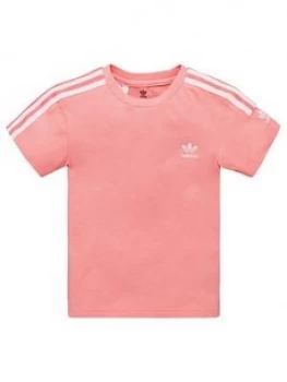Image of adidas Originals Childrens New Icon Short Sleeve T-Shirt - Pink, Size 3-4 Years, Women