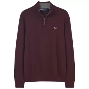 Image of Crew Clothing Mens Classic Half Zip Knit Sweater Fig Medium