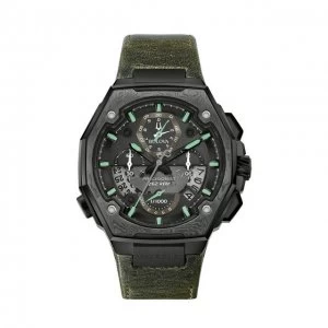 Image of Bulova Black And Green 'Ltd Editon Precisionist' Chronograph Sports Watch - 98B355