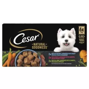 Image of Cesar Natural Goodness Adult Wet Dog Food Tins Mixed In Loaf 6 x 400g