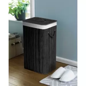 Image of Oblong Bamboo laundry hamper Charcoal 30x40x61 - Charcoal - Country Club