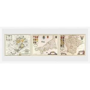 Image of Maps Triptych Framed Photographic Print
