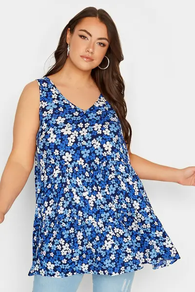 Image of Yours Printed Vest Top Blue