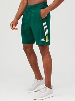 Image of Adidas 4K 3 Stripe Woven Shorts - Green