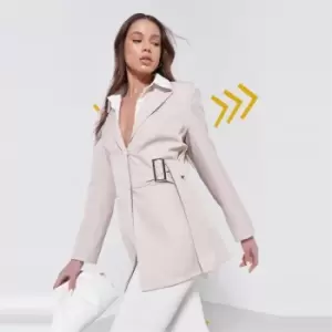 Image of Missguided Wrap Panel Blazer - Neutral