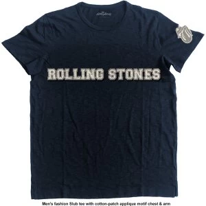 Image of The Rolling Stones - Logo & Tongue Unisex Medium T-Shirt - Blue