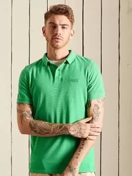 Image of Superdry Vintage Destroy Polo Shirt, Green, Size L, Men