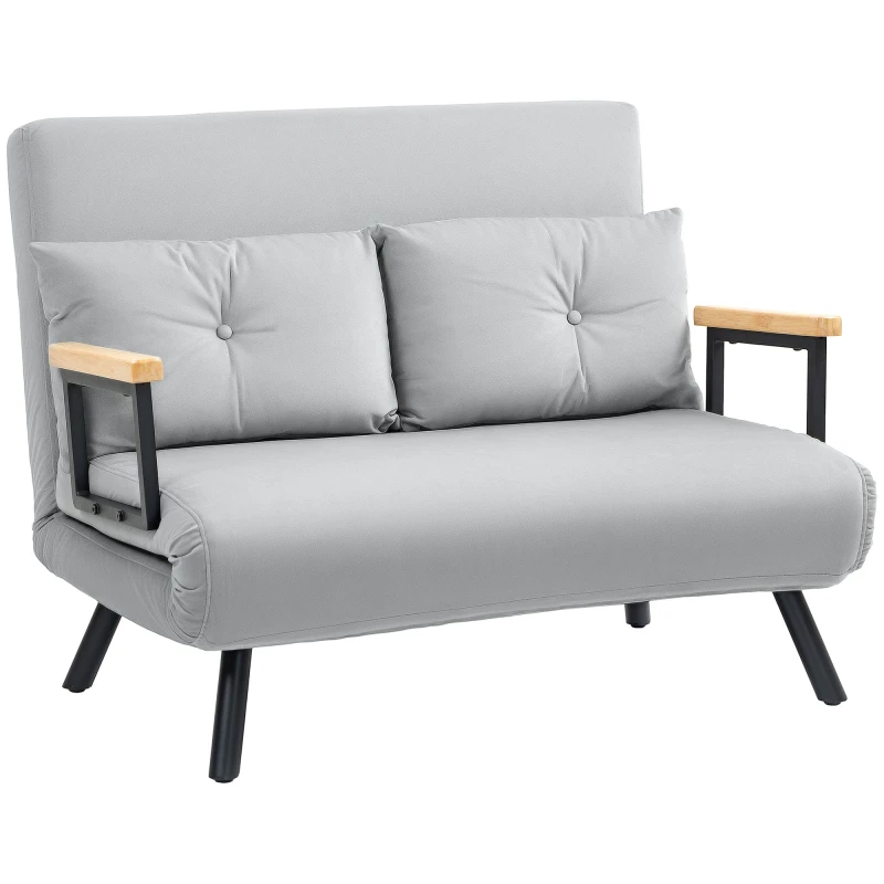Image of HOMCOM Click Clack 2 Seater Sofa Bed for Living Room, Guest Room Light Grey