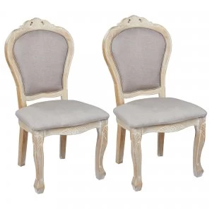 Image of Provence Padded Pair of Dining Chairs White and Brown
