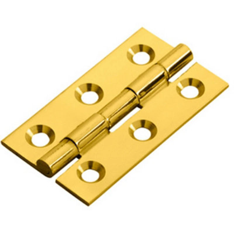 Image of Loops PAIR 50 x 28 x 1.5mm Cabinet Hinge Polished Brass Small Cupboard Door Metallics