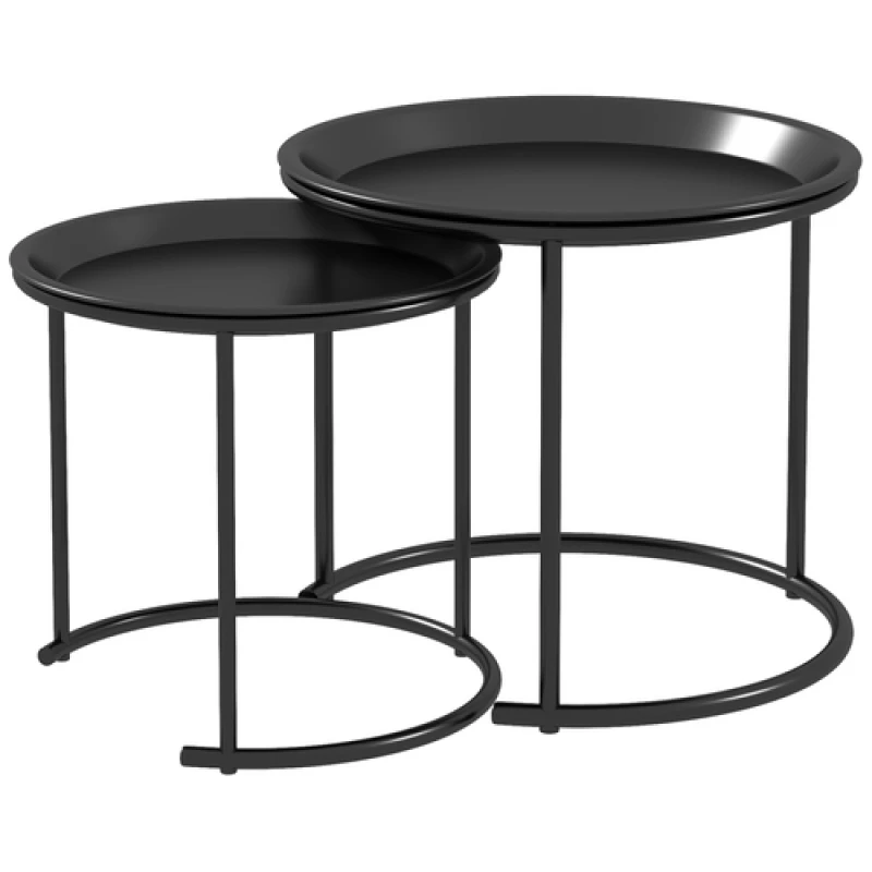 Image of HOMCOM HOMCOM Nesting Tables Set of 2, End Table with Removable Tabletop Tray Black Size: 2 Pack Black 2 Pack Unisex 5063603024625