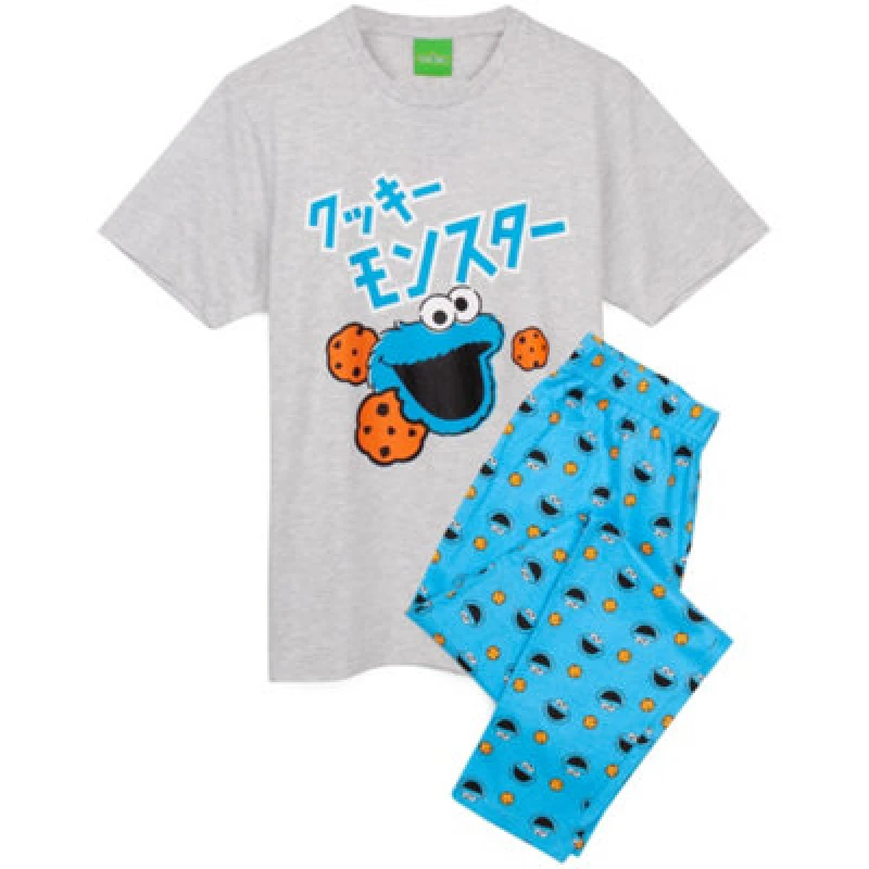 Image of Sesame Street Short Sleeve Long Leg Pyjama Set Blue male