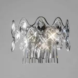 Image of Kenzie wall light with switch 4 Bulbs polished chrome / crystal