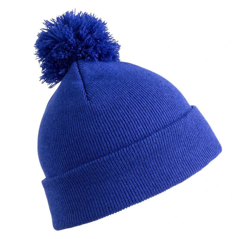 Image of Result Winter Essentials Pom Pom Beanie in Blue Blue Unisex One Size