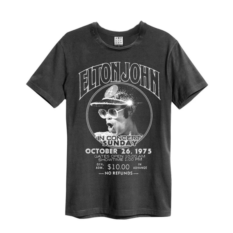 Image of Amplified Amplified Men Live In Concert Elton John T-Shirt in Charcoal Size: Small Charcoal S Male 5063470045549