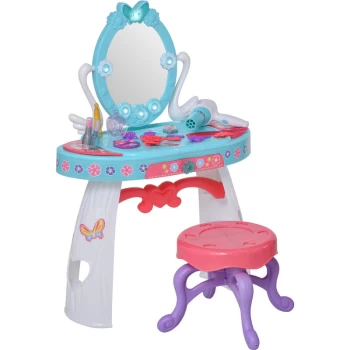 Image of Homcom - Kids Pretend Dressing Set w/ Table Stool Accessories Lights Music Storage