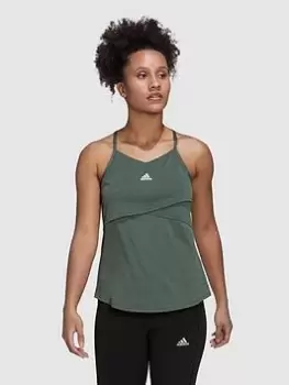 Image of Adidas Yoga Studio Crossback Tank, Dark Green Size M Women