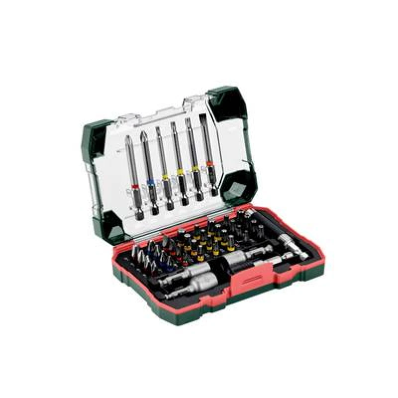 Image of METABO 626719000 Screwdriver Bit Set Plastic Cassette 43 Chrome Vanadium Steel Screwdriver Bit Set (6625)