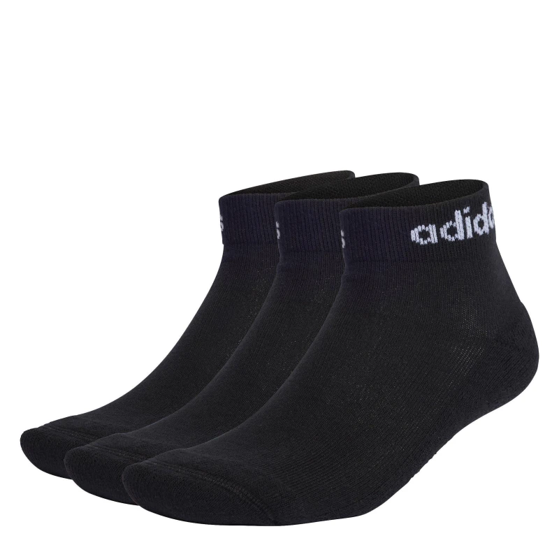 Image of adidas Linear Ankle Cushioned Socks 3 Pairs - Black 1 - 6