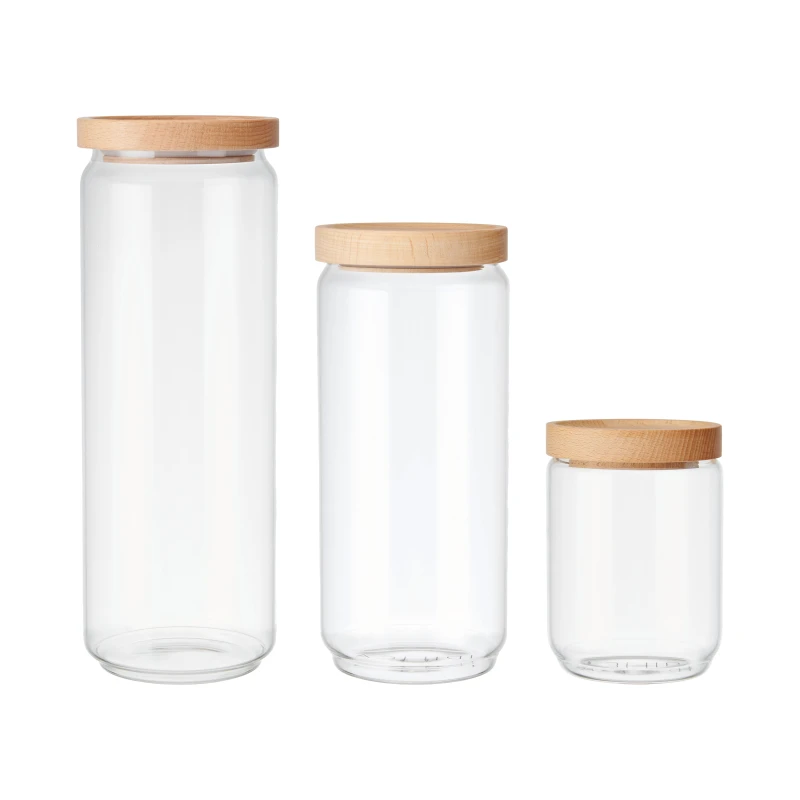 Image of KitchenCraft Idilica Glass Storage Jar Set, 3 pc in Clear Clear Unisex