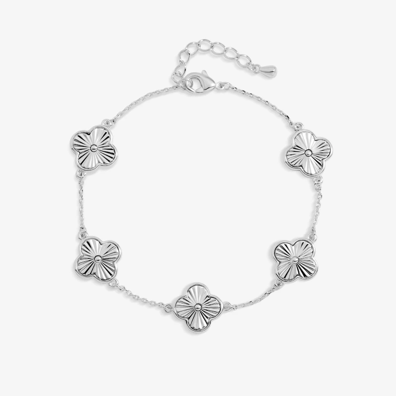 Image of Jon Richard Silver Plated Diamond Cut Clover Bracelet Chain Bracelets One Size Silver 41539011000