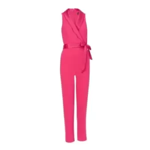 Image of Adrianna Papell Knit Crepe Tuxedo Jumpsuit - Pink