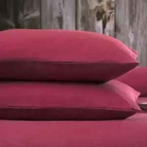 Image of Belledorm Brushed Cotton Housewife Pillowcase (Pair) (One Size) (Red) - Red