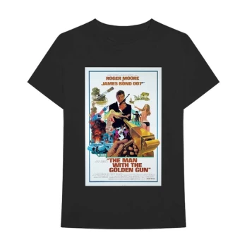 Image of James Bond 007 - The Man With The Golden Gun Poster Unisex Medium T-Shirt - Black