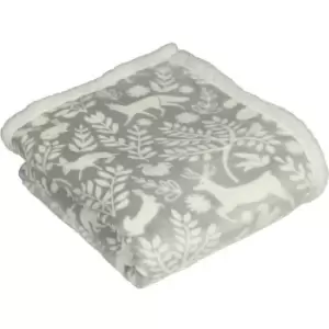 Image of Furn - Scandi Fleece Woodland Throw (One Size) (Grey) - Grey