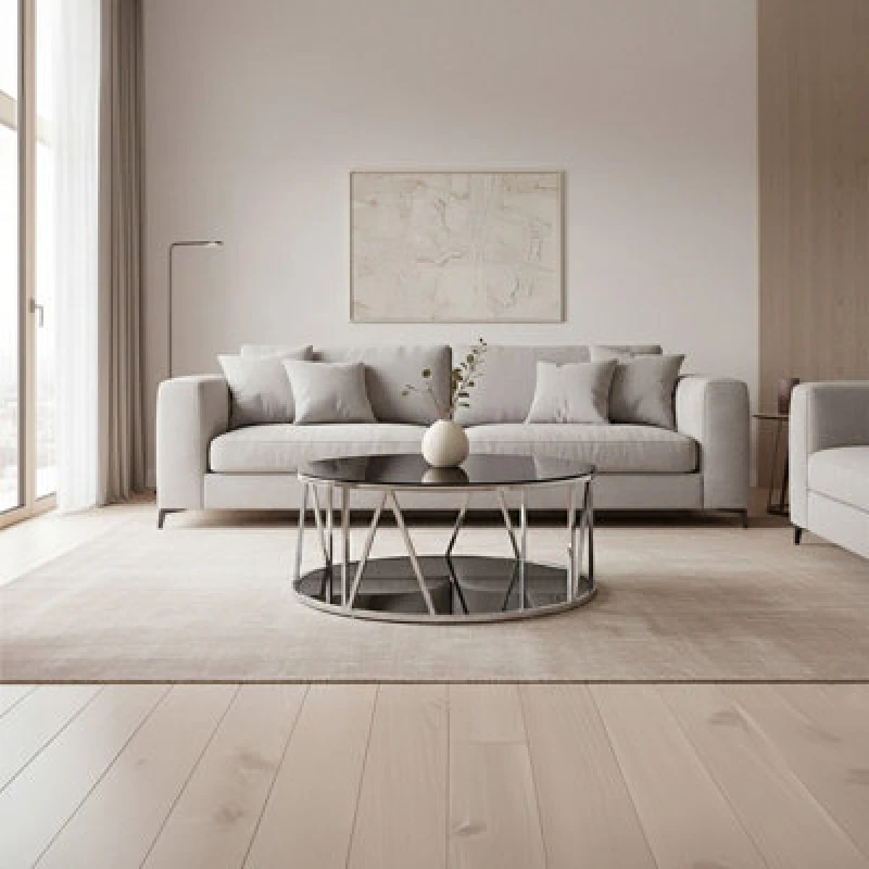 Image of Orsina Modern Round Chrome Finish Coffee Table, Elegant Design Decorative Coffee Table, Durable Modern Coffee Table