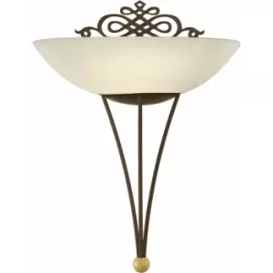 Image of Loops - Wall Light Colour Antique Brown Gold Shade Beige Glass Chalked Bulb E27 1x60W