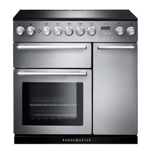 Image of Rangemaster NEX90EISSC 106190 90cm Induction Range Cooker in Steel with Chrome Trim