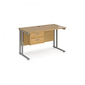 Image of Maestro 25 Cantilever Desk with 2 Drawer Pedestal 600mm White