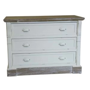 Image of Charles Bentley Shabby Chic Vintage French Style Chest of 3 Drawers